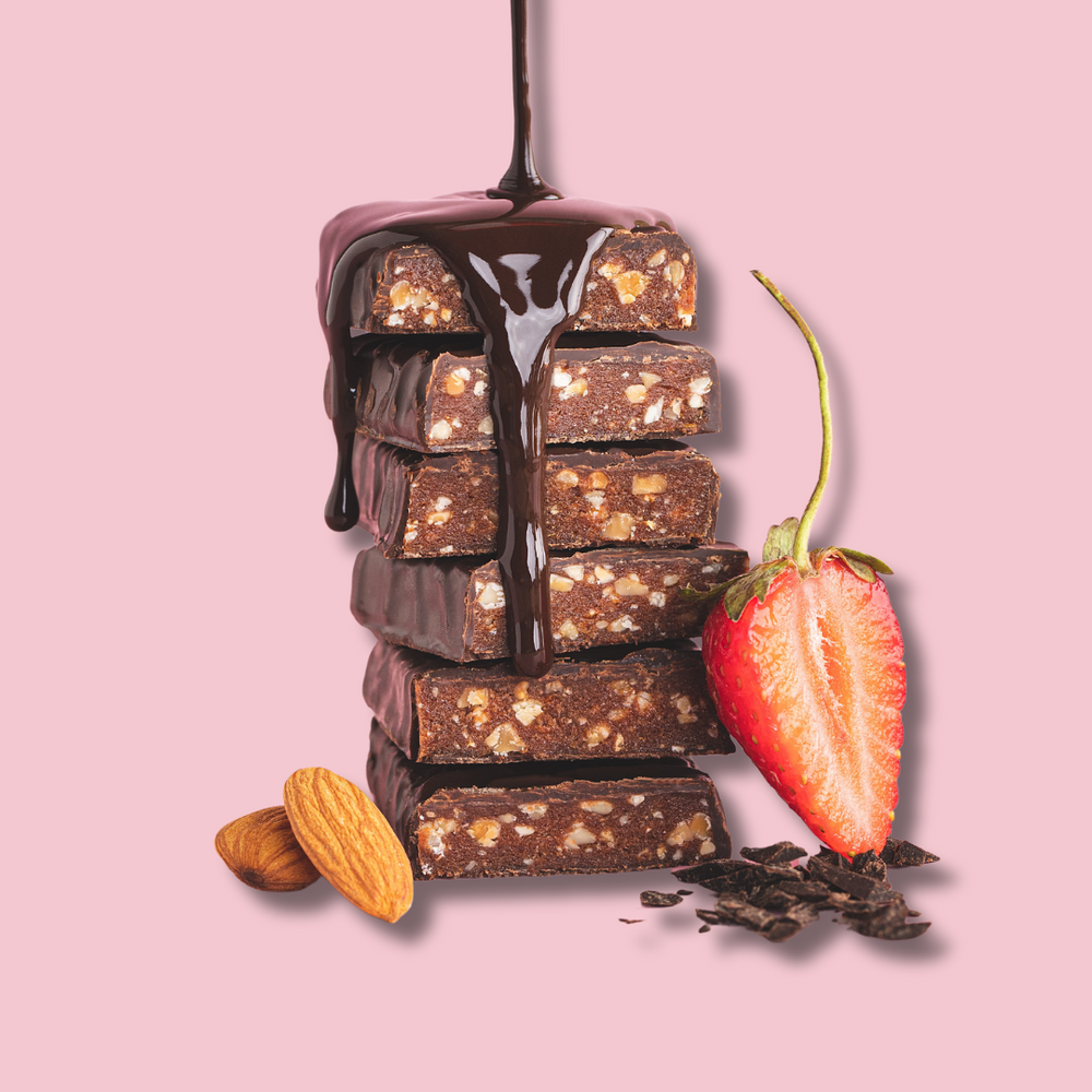 Şeker İlavesiz Çikolata Kaplı Bademli & Çilekli Mini Bar (24 Adet)